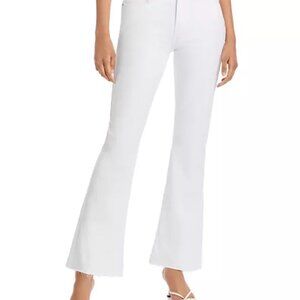 PAIGE White Flare Denim Jeans Sz 29 Laurel Canyon High Rise Raw Hem Like New